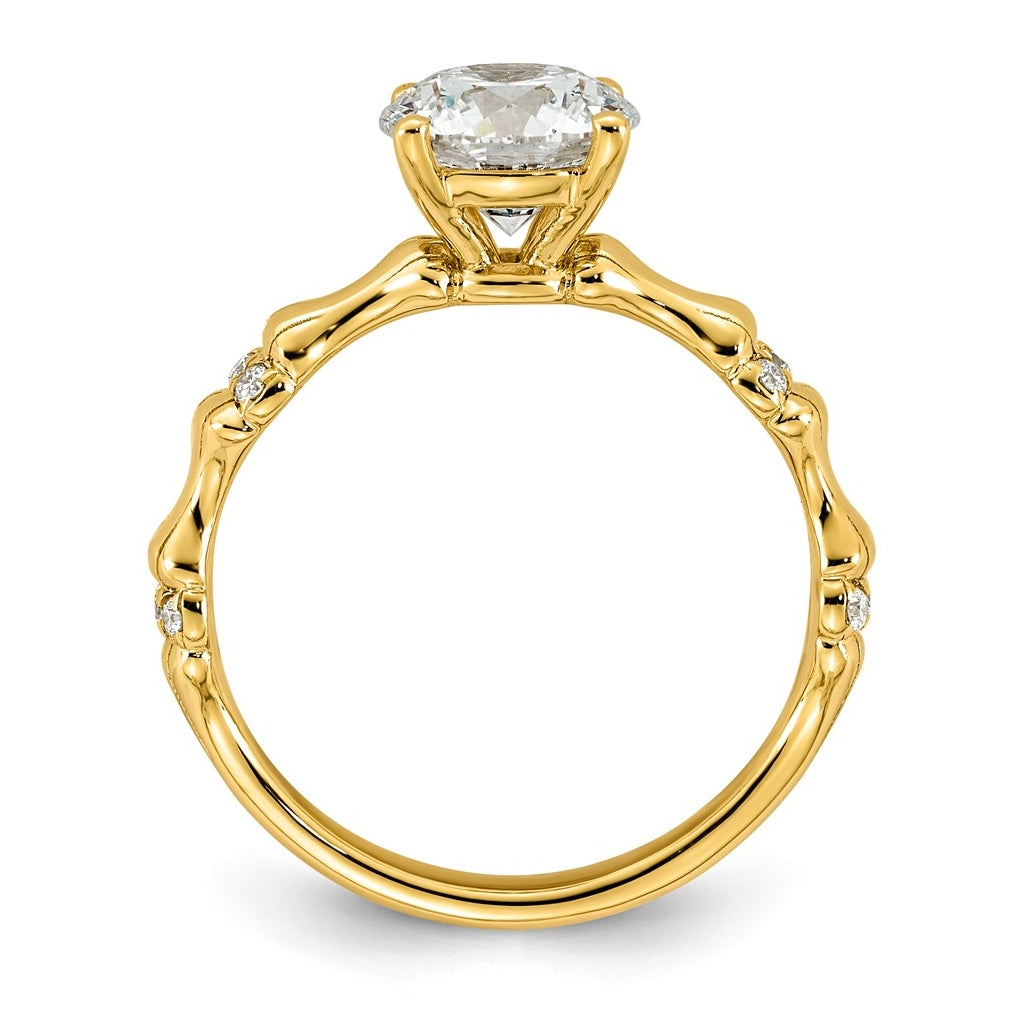 14K Yellow Gold 1 5/8ct Certified Round Center Lab Grown Diamond VS+ F+ Ring