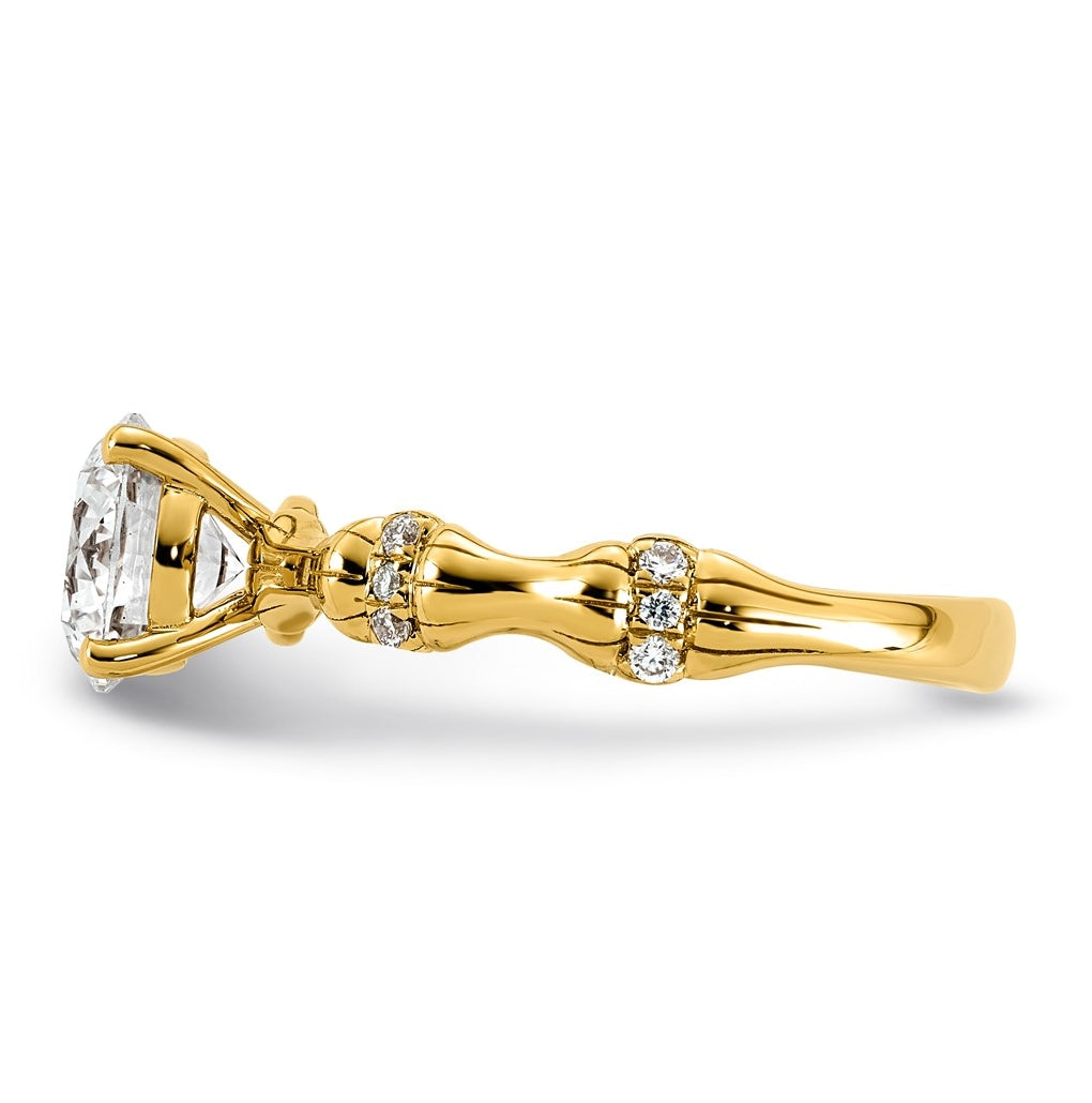 14K Yellow Gold 1 5/8ct Certified Round Center Lab Grown Diamond VS+ F+ Ring