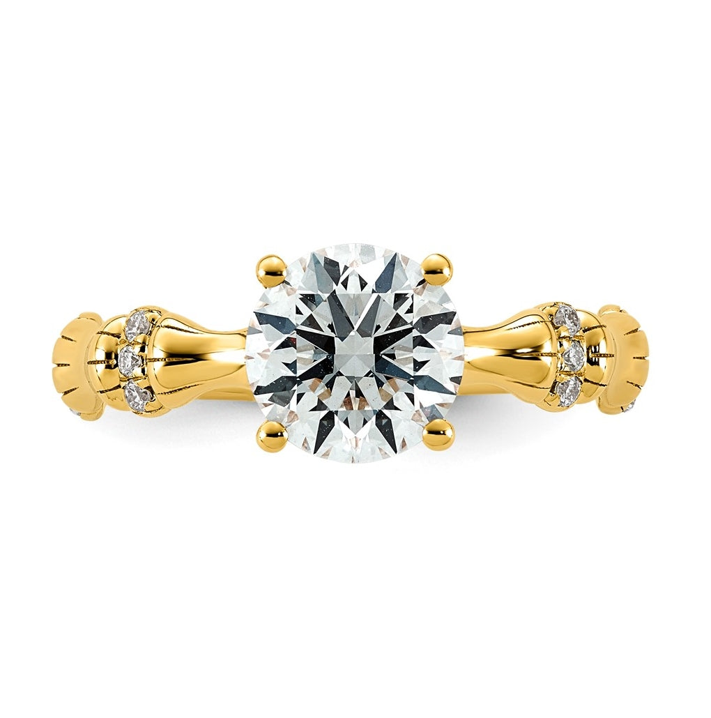 14K Yellow Gold 1 5/8ct Certified Round Center Lab Grown Diamond VS+ F+ Ring