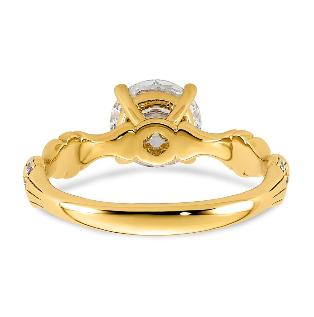 14K Yellow Gold 1 5/8ct Certified Round Center Lab Grown Diamond VS+ F+ Ring
