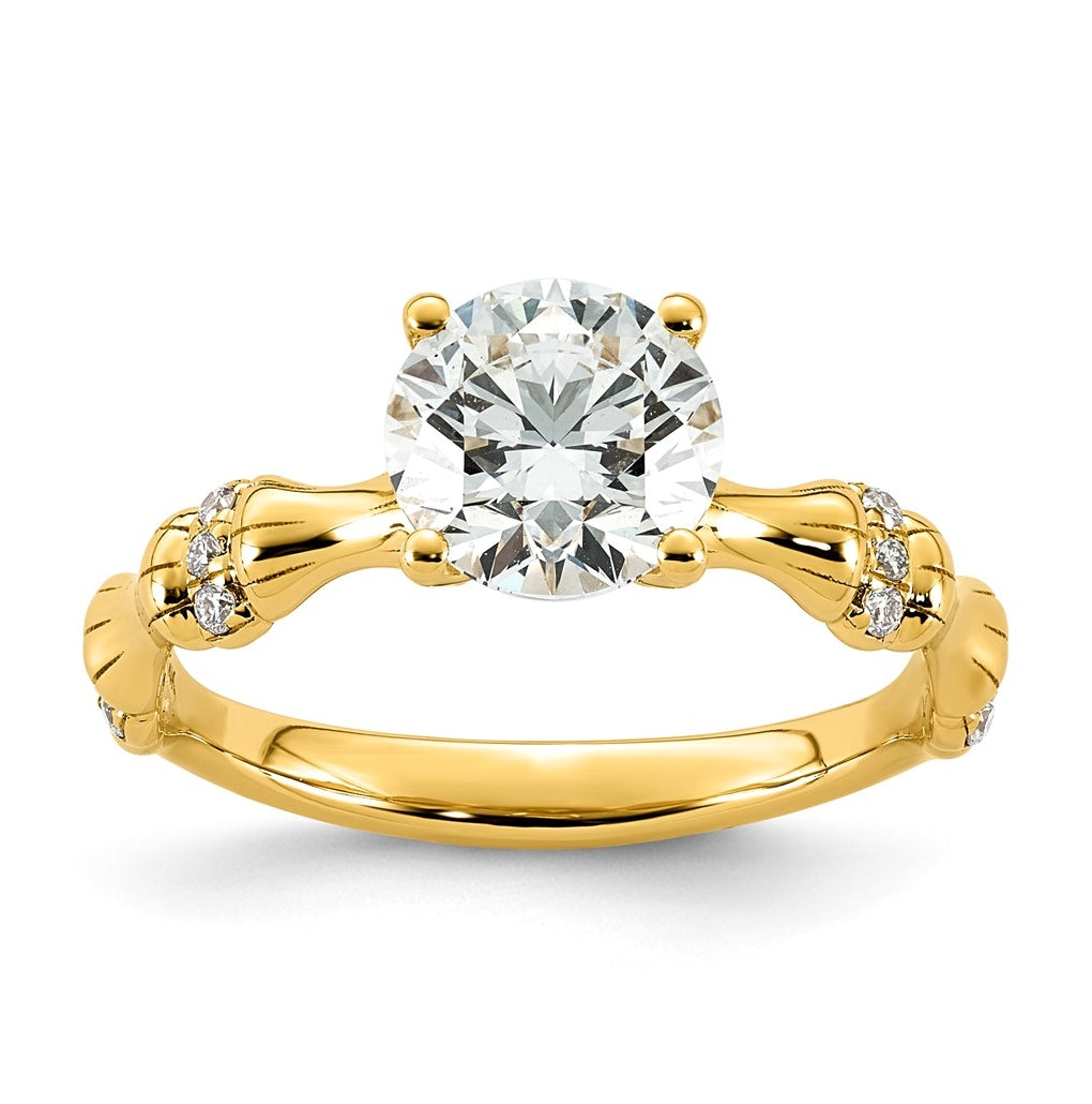 14K Yellow Gold 1 5/8ct Certified Round Center Lab Grown Diamond VS+ F+ Ring