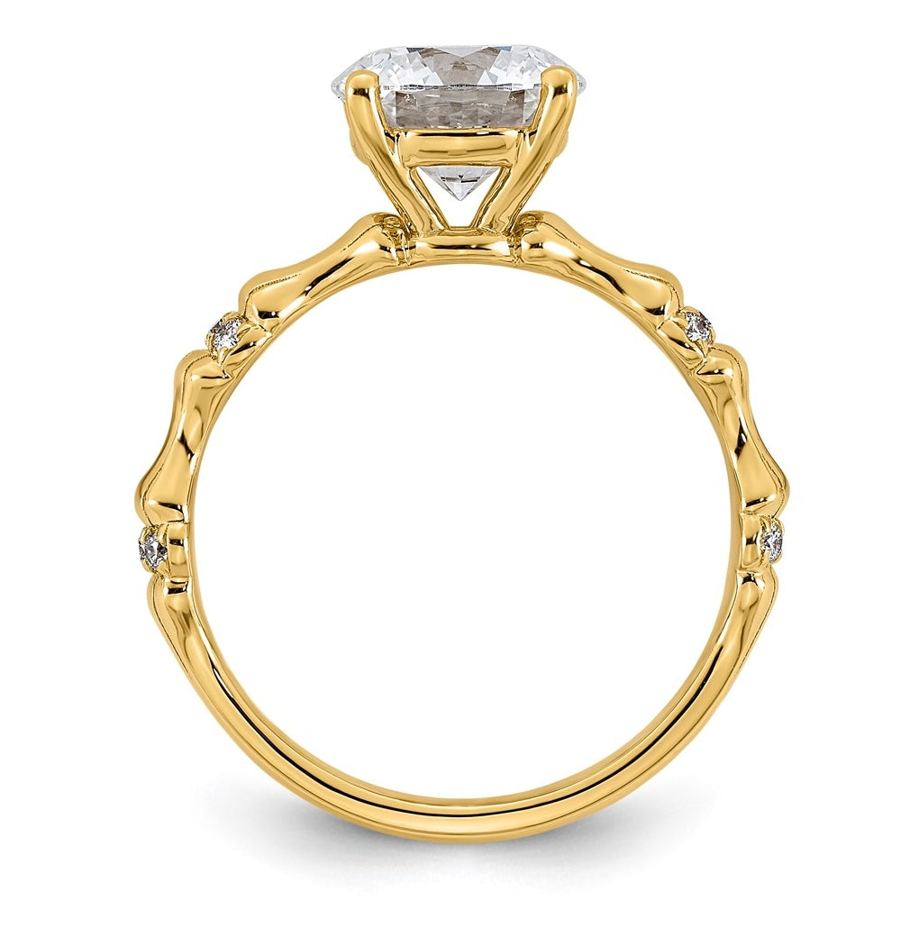 14K Yellow Gold 2ct Certified Round Center Lab Grown Diamond VS+ F+ Ring