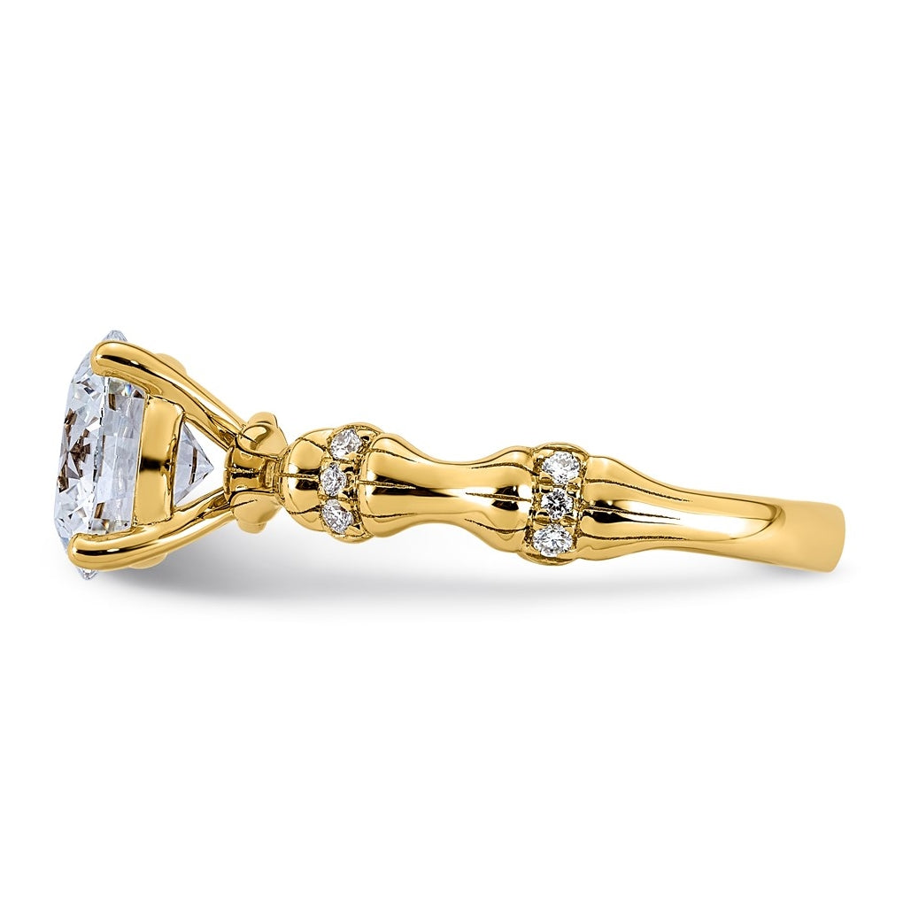 14K Yellow Gold 2ct Certified Round Center Lab Grown Diamond VS+ F+ Ring