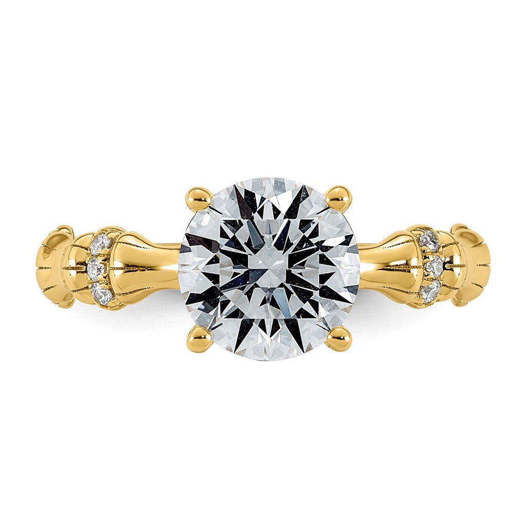 14K Yellow Gold 2ct Certified Round Center Lab Grown Diamond VS+ F+ Ring