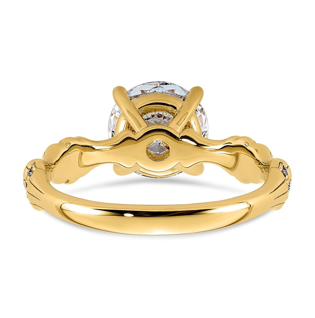 14K Yellow Gold 2ct Certified Round Center Lab Grown Diamond VS+ F+ Ring