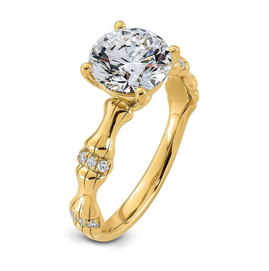 14K Yellow Gold 2ct Certified Round Center Lab Grown Diamond VS+ F+ Ring