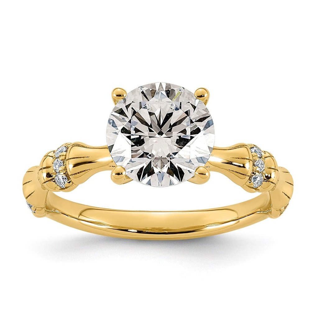 14K Yellow Gold 2ct Certified Round Center Lab Grown Diamond VS+ F+ Ring