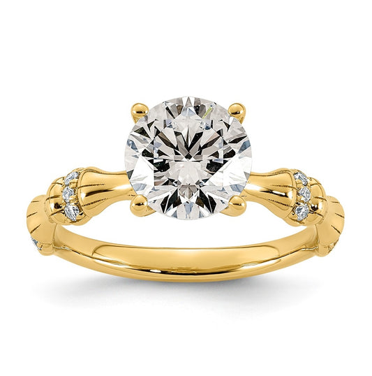 14K Yellow Gold 2ct Certified Round Center Lab Grown Diamond VS+ F+ Ring