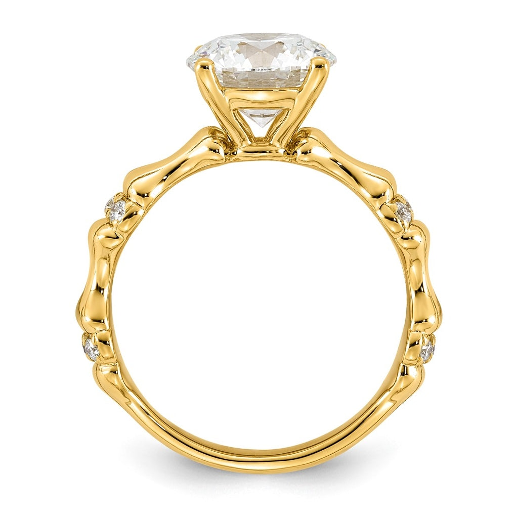 14K Yellow Gold 2 5/8ct Certified Round Center Lab Grown Diamond VS+ F+ Ring