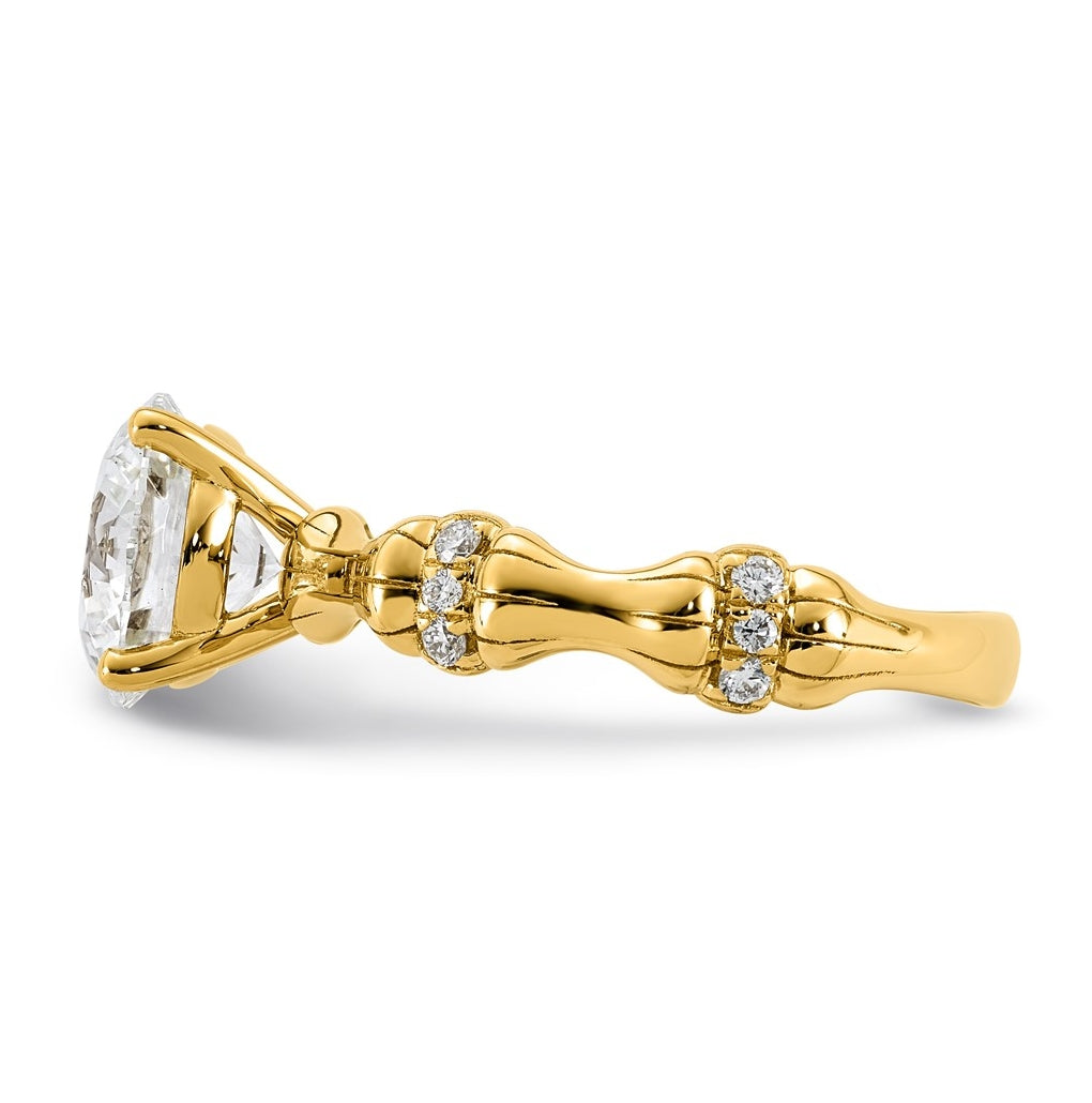 14K Yellow Gold 2 5/8ct Certified Round Center Lab Grown Diamond VS+ F+ Ring