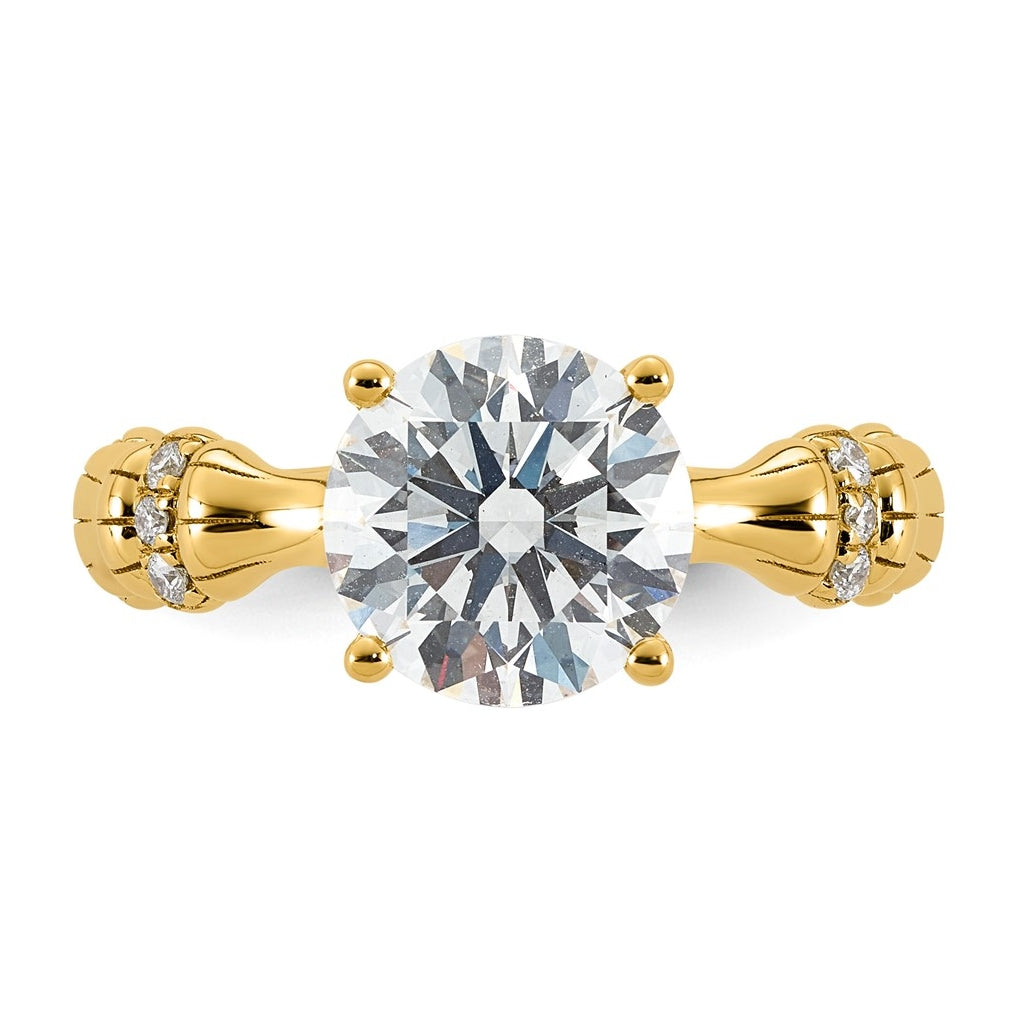 14K Yellow Gold 2 5/8ct Certified Round Center Lab Grown Diamond VS+ F+ Ring