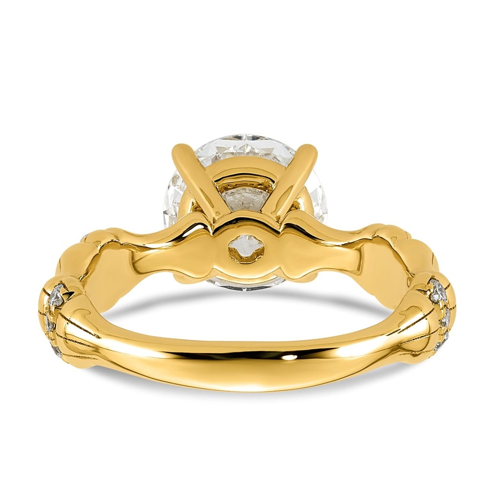14K Yellow Gold 2 5/8ct Certified Round Center Lab Grown Diamond VS+ F+ Ring
