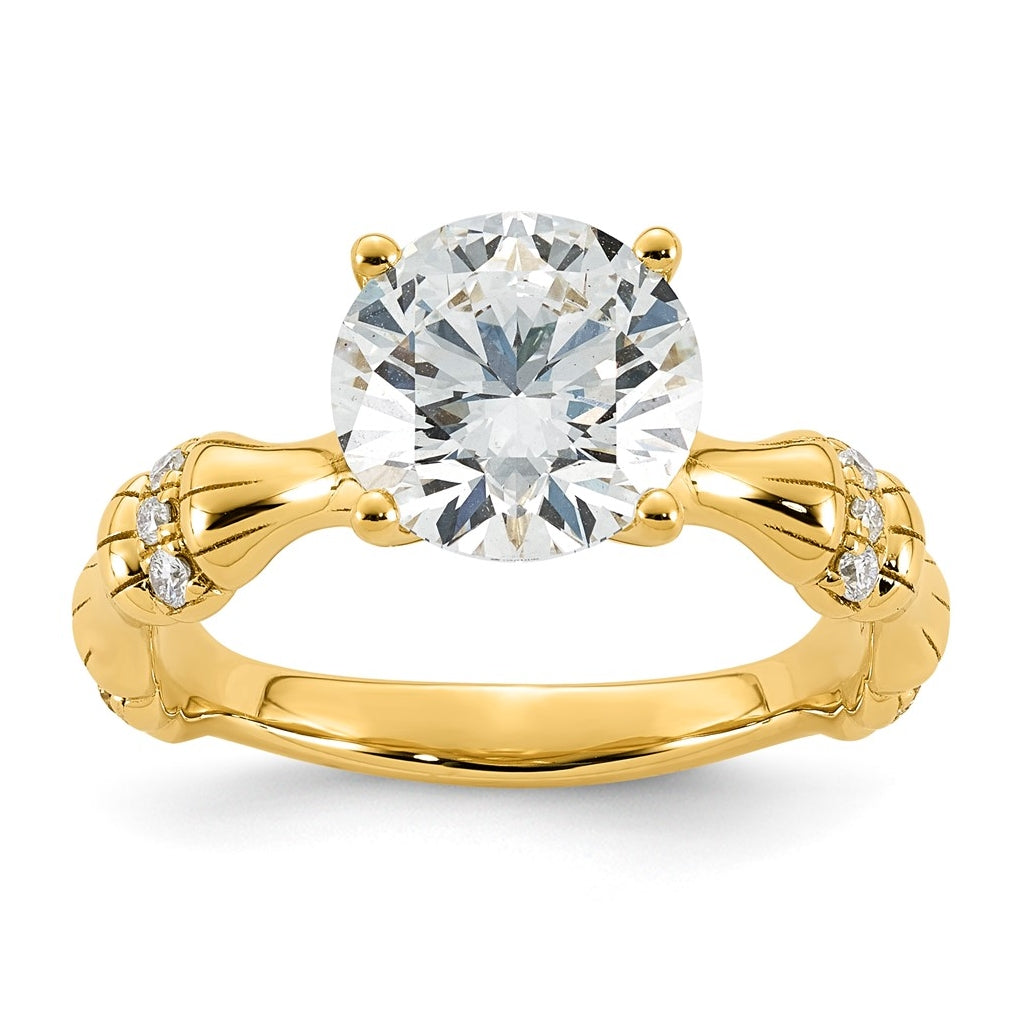 14K Yellow Gold 2 5/8ct Certified Round Center Lab Grown Diamond VS+ F+ Ring