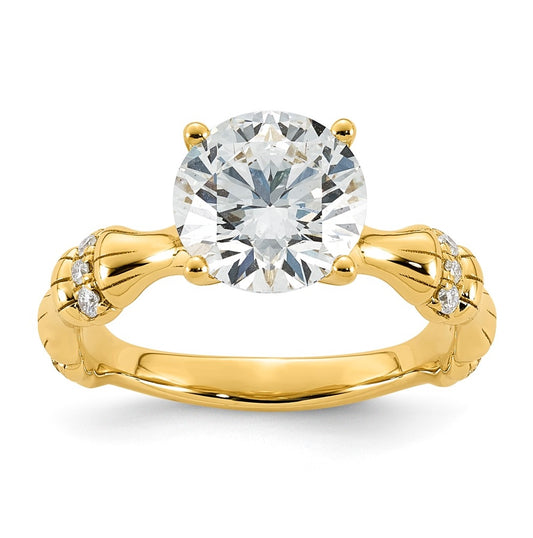 14K Yellow Gold 2 5/8ct Certified Round Center Lab Grown Diamond VS+ F+ Ring