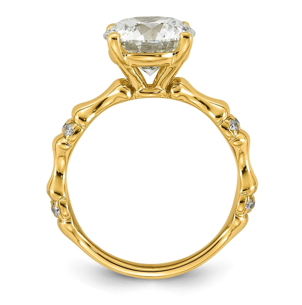 14K Yellow Gold 3 1/8ct Certified Round Center Lab Grown Diamond VS+ F+ Ring