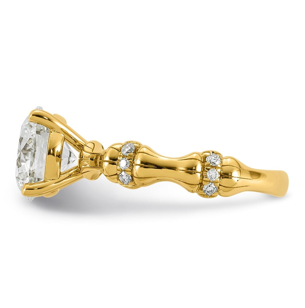 14K Yellow Gold 3 1/8ct Certified Round Center Lab Grown Diamond VS+ F+ Ring