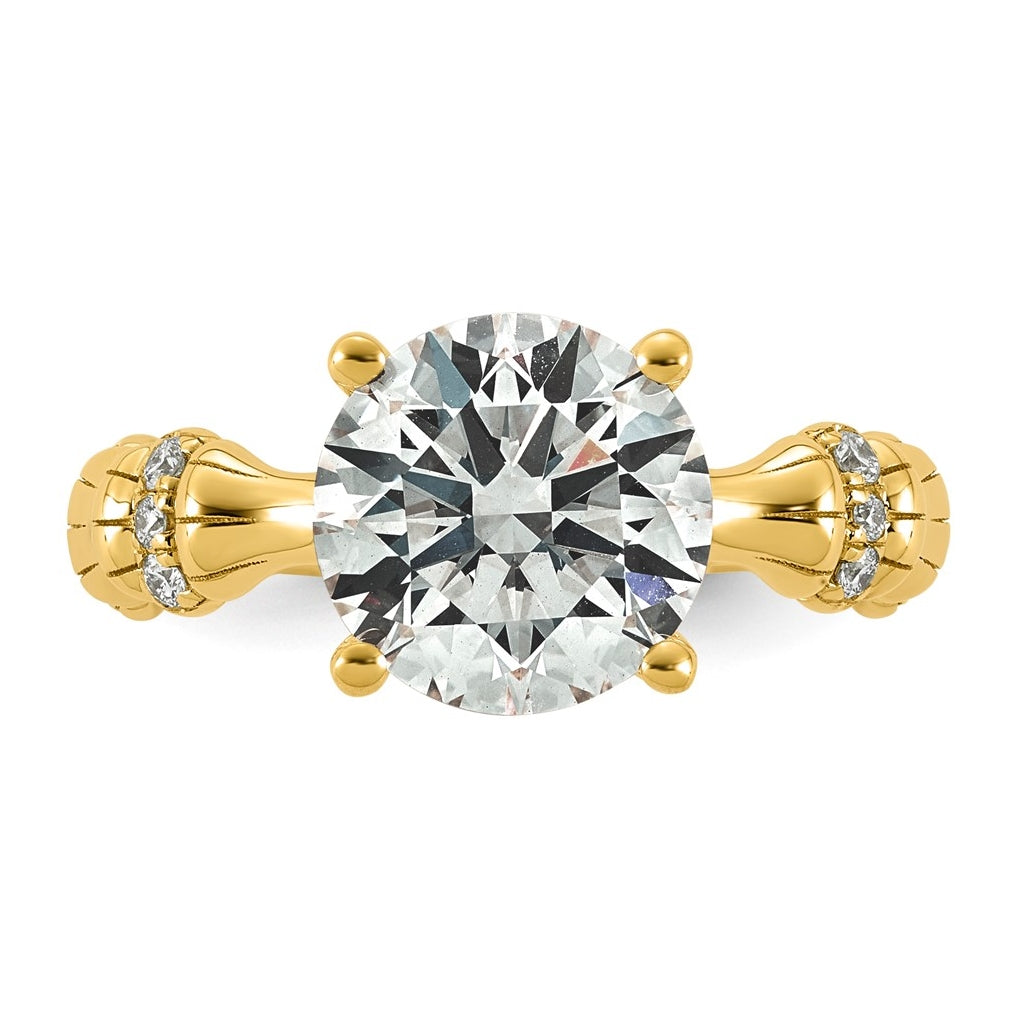 14K Yellow Gold 3 1/8ct Certified Round Center Lab Grown Diamond VS+ F+ Ring