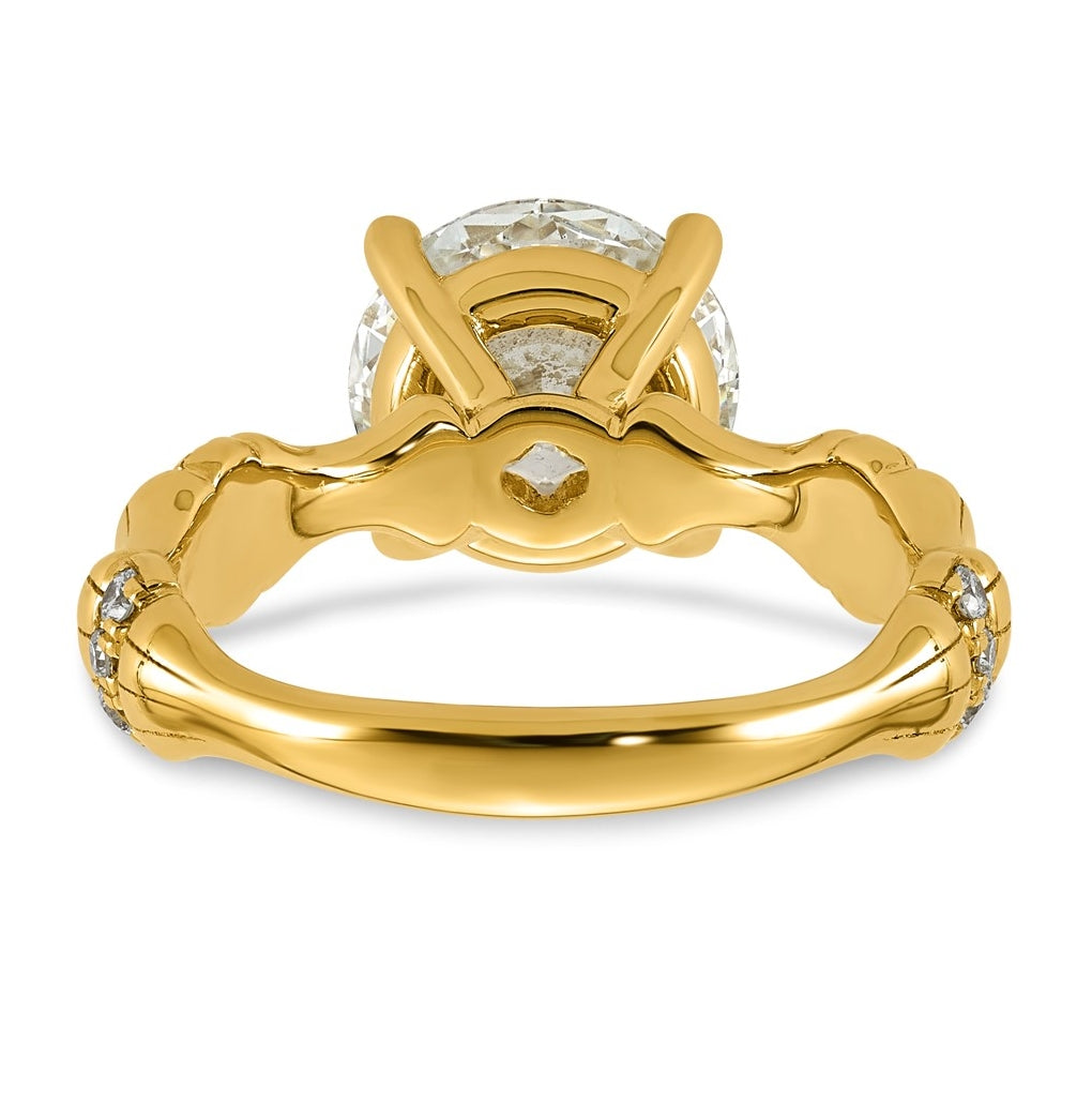 14K Yellow Gold 3 1/8ct Certified Round Center Lab Grown Diamond VS+ F+ Ring