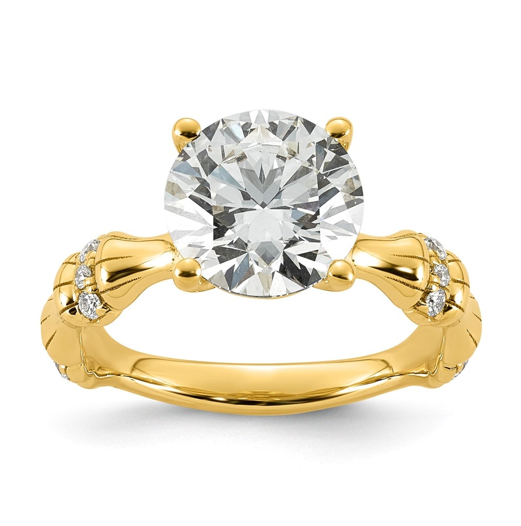 14K Yellow Gold 3 1/8ct Certified Round Center Lab Grown Diamond VS+ F+ Ring