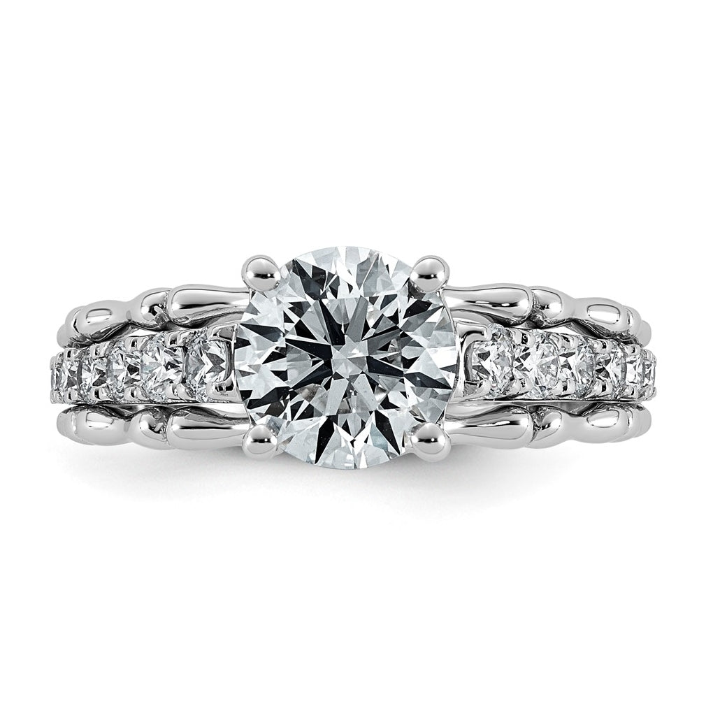 14K White Gold 2ct Certified Round Center Lab Grown Diamond VS+ F+ Ring