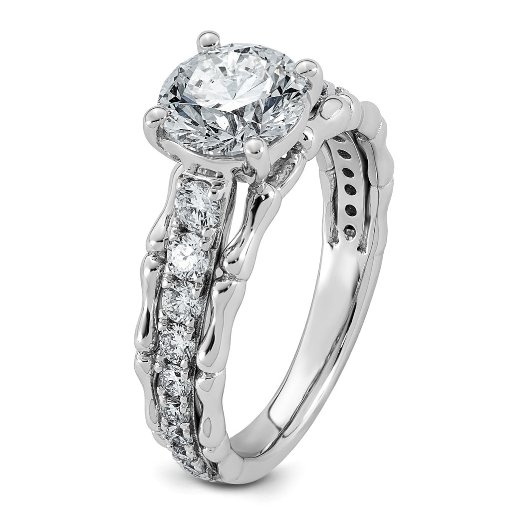 14K White Gold 2ct Certified Round Center Lab Grown Diamond VS+ F+ Ring