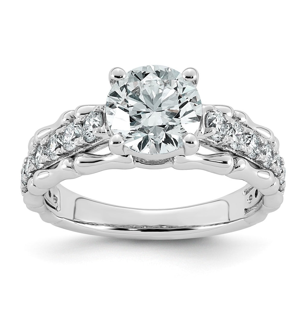14K White Gold 2ct Certified Round Center Lab Grown Diamond VS+ F+ Ring