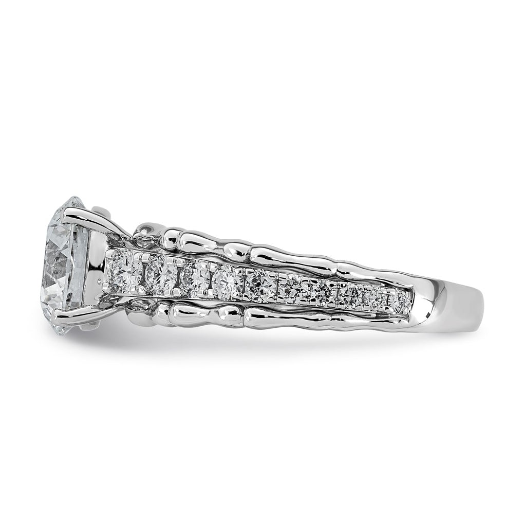 14K White Gold 2 1/2ct Certified Round Center Lab Grown Diamond VS+ F+ Ring
