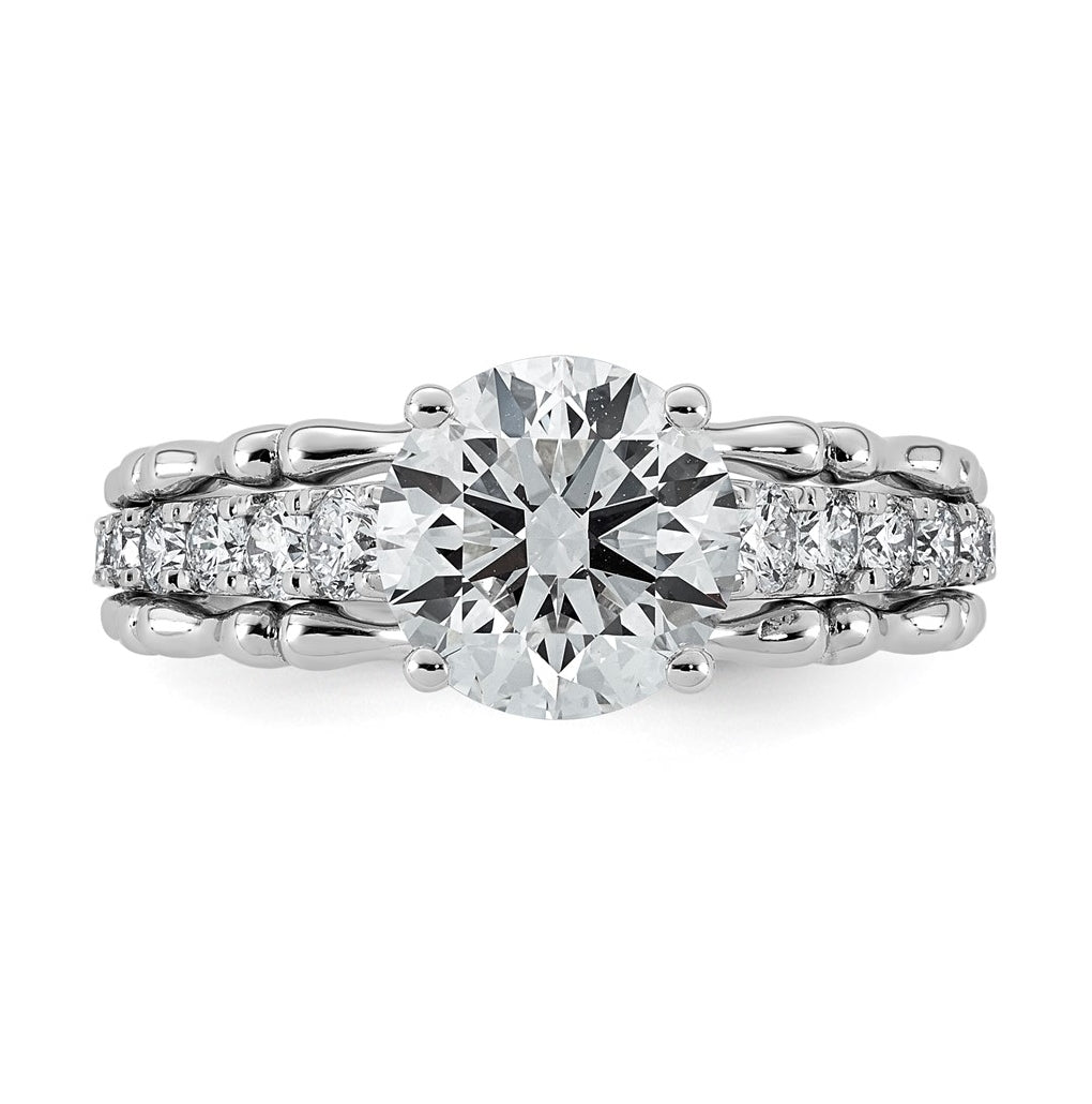 14K White Gold 2 1/2ct Certified Round Center Lab Grown Diamond VS+ F+ Ring
