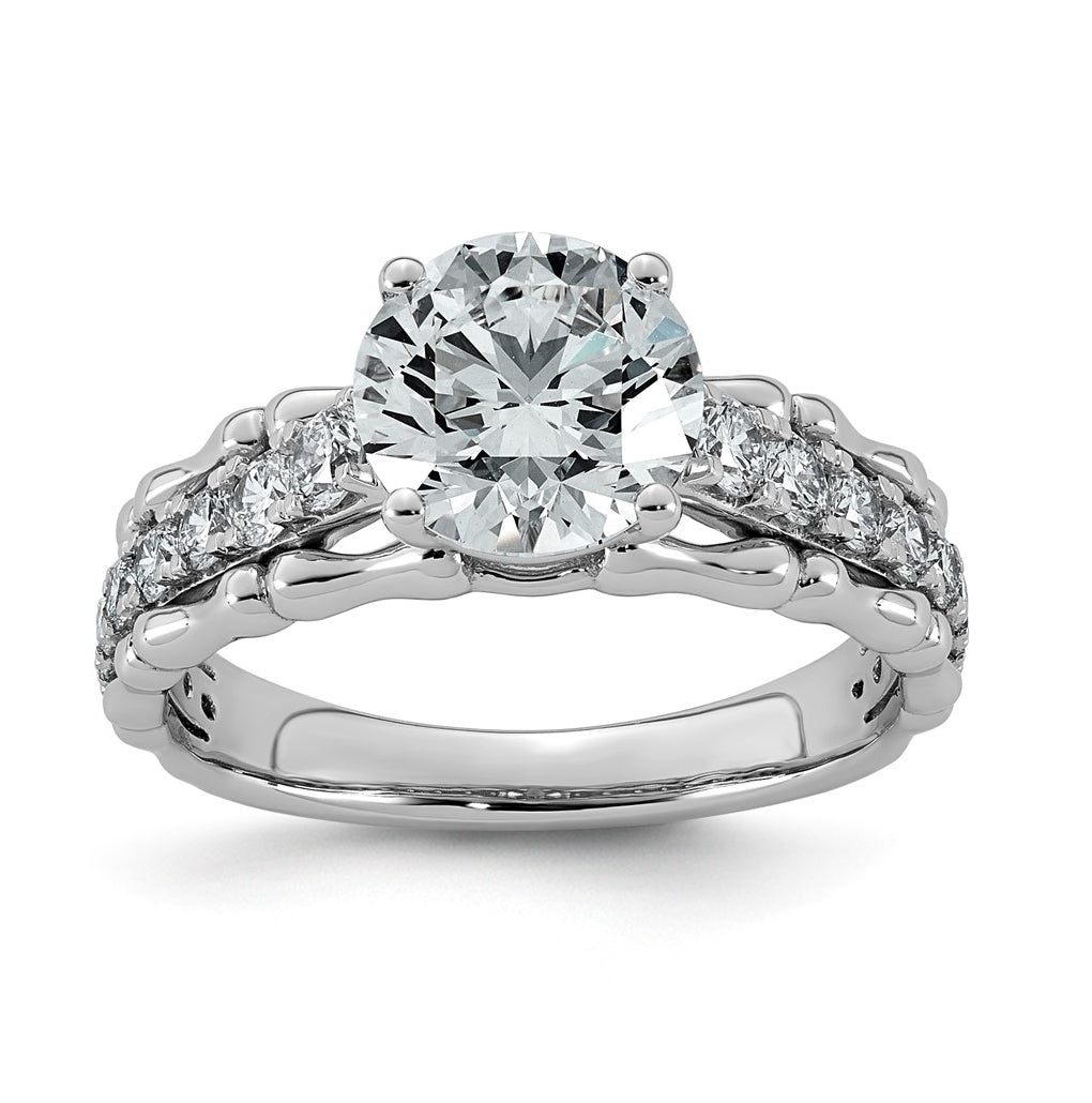 14K White Gold 2 1/2ct Certified Round Center Lab Grown Diamond VS+ F+ Ring