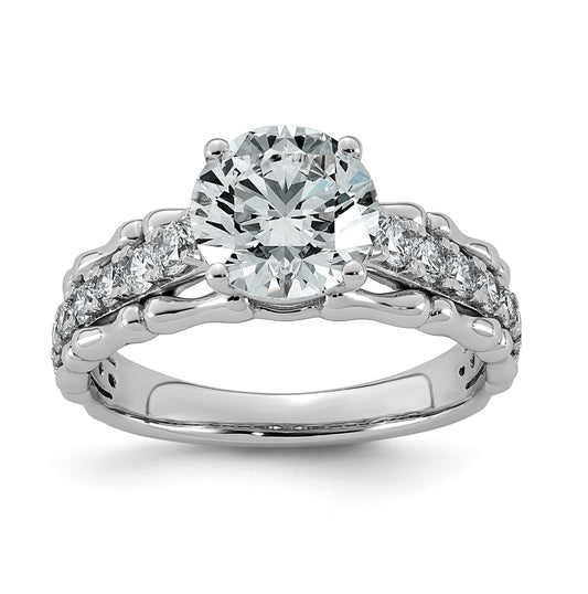 14K White Gold 2 1/2ct Certified Round Center Lab Grown Diamond VS+ F+ Ring