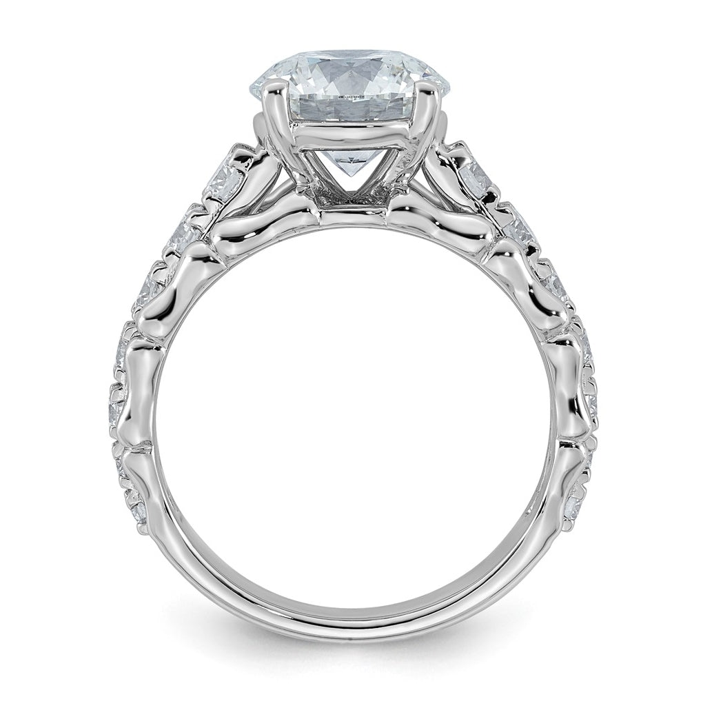 14K White Gold 3 3/8ct Certified Round Center Lab Grown Diamond VS+ F+ Ring