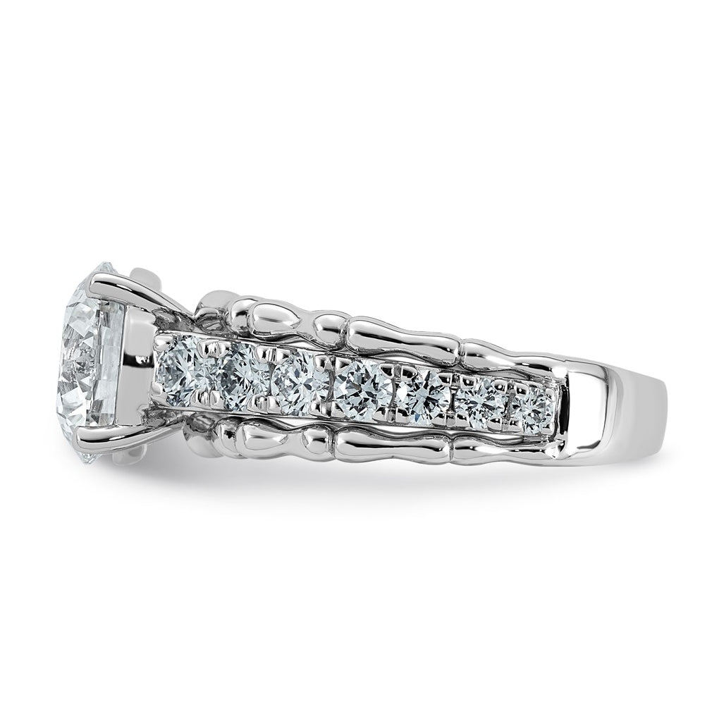 14K White Gold 3 3/8ct Certified Round Center Lab Grown Diamond VS+ F+ Ring
