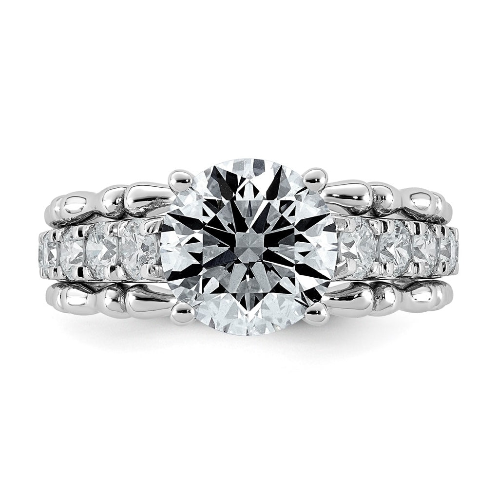 14K White Gold 3 3/8ct Certified Round Center Lab Grown Diamond VS+ F+ Ring
