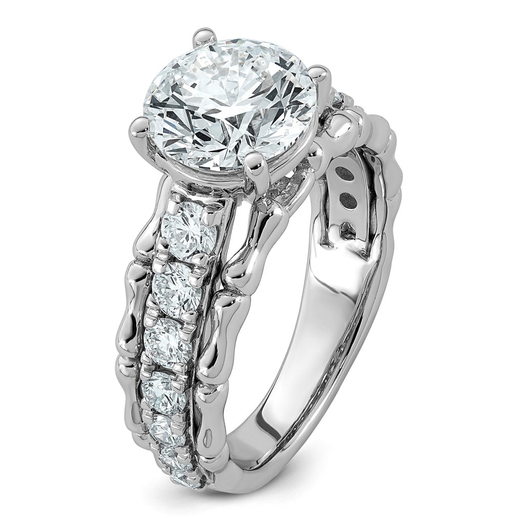 14K White Gold 3 3/8ct Certified Round Center Lab Grown Diamond VS+ F+ Ring