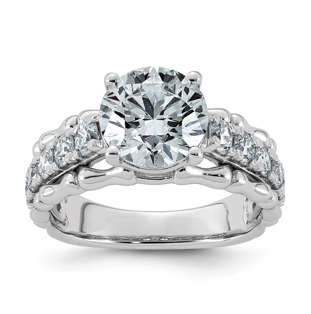 14K White Gold 3 3/8ct Certified Round Center Lab Grown Diamond VS+ F+ Ring