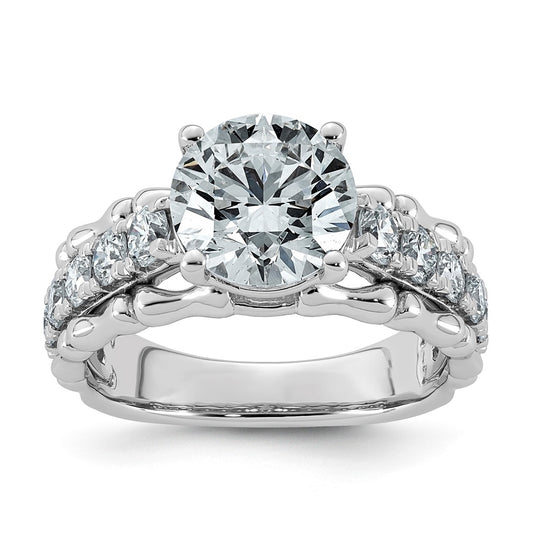 14K White Gold 3 3/8ct Certified Round Center Lab Grown Diamond VS+ F+ Ring