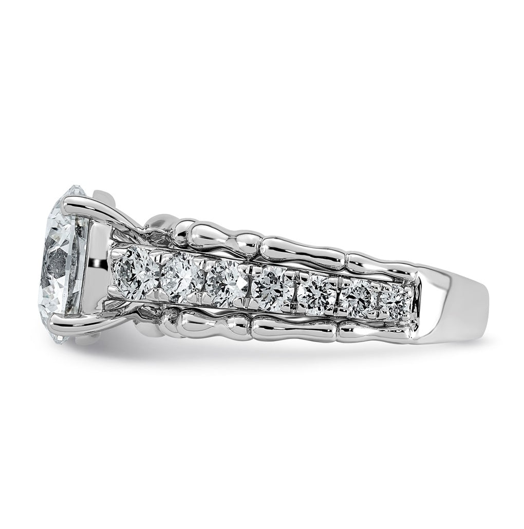 14K White Gold 4ct Certified Round Center Lab Grown Diamond VS+ F+ Ring
