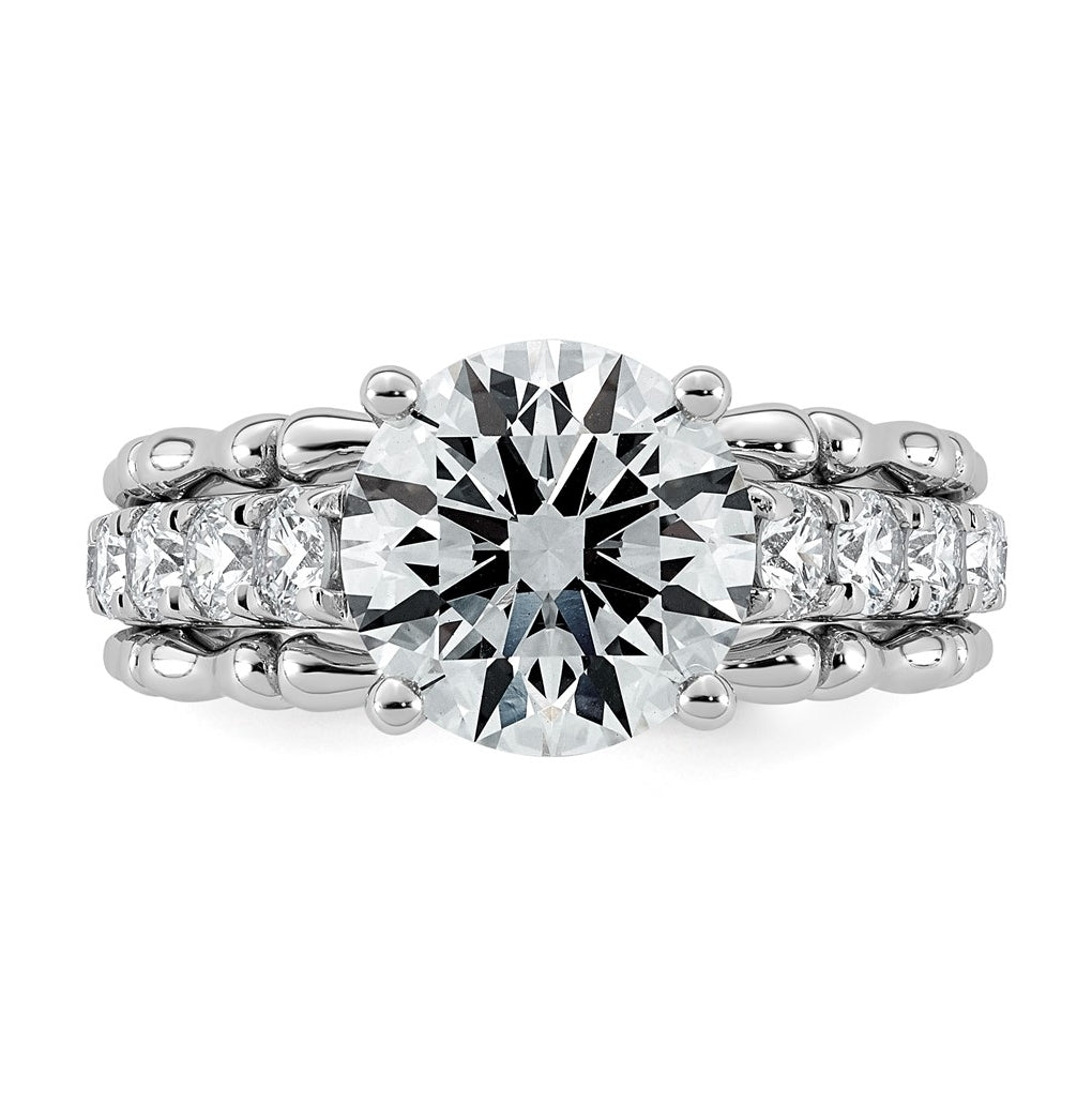14K White Gold 4ct Certified Round Center Lab Grown Diamond VS+ F+ Ring