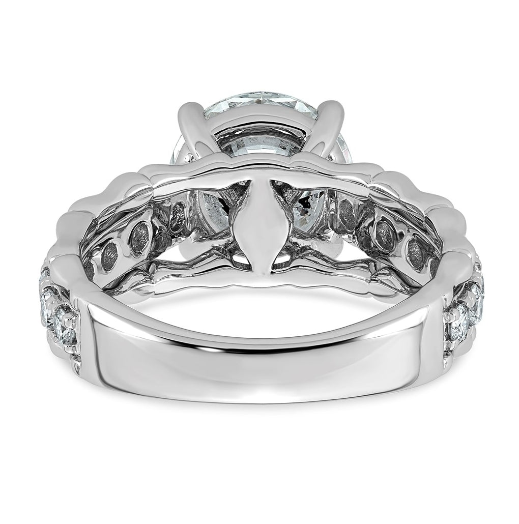 14K White Gold 4ct Certified Round Center Lab Grown Diamond VS+ F+ Ring