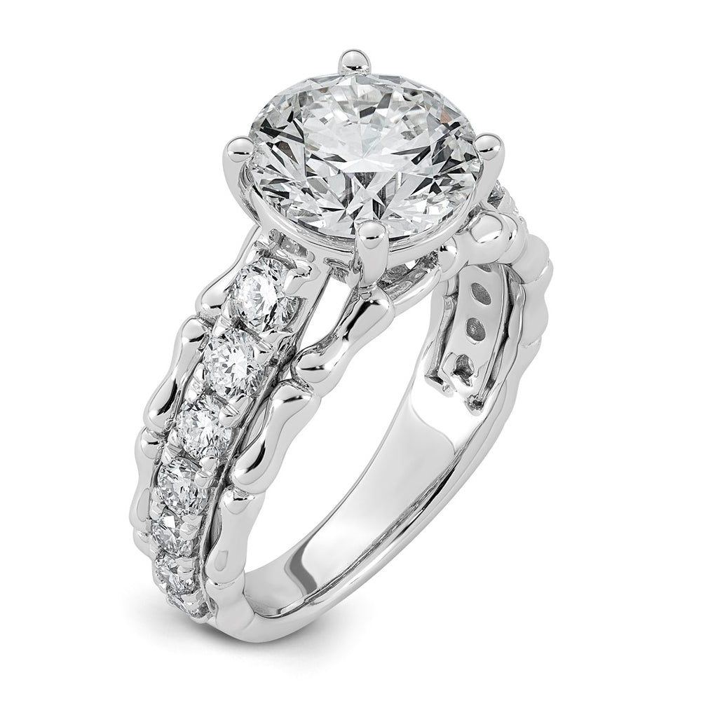 14K White Gold 4ct Certified Round Center Lab Grown Diamond VS+ F+ Ring