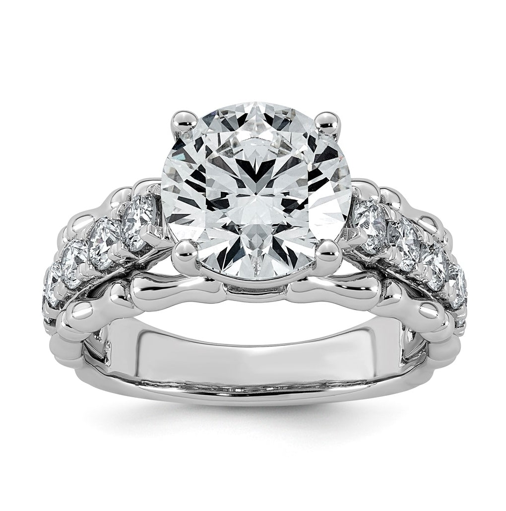 14K White Gold 4ct Certified Round Center Lab Grown Diamond VS+ F+ Ring