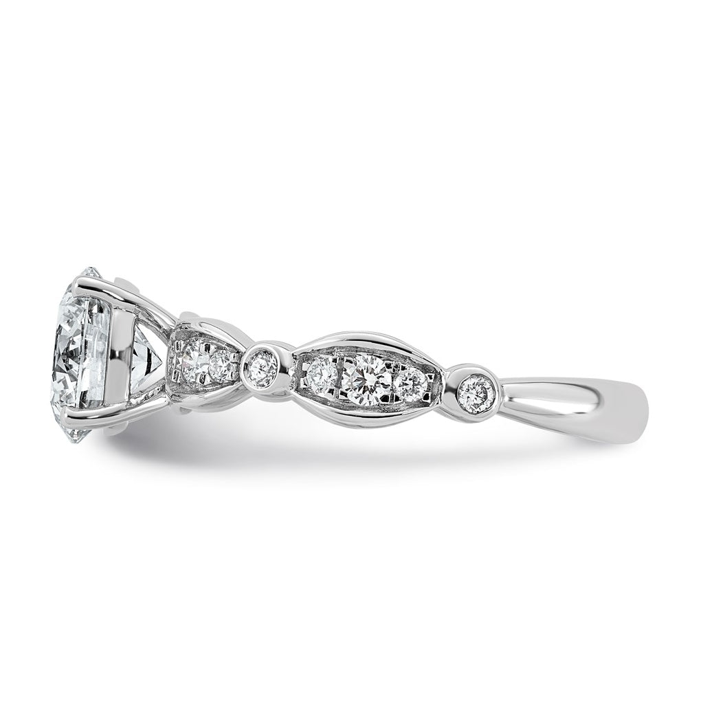 14K White Gold 1 3/4ct Certified Round Center Lab Grown Diamond VS+ F+ Ring
