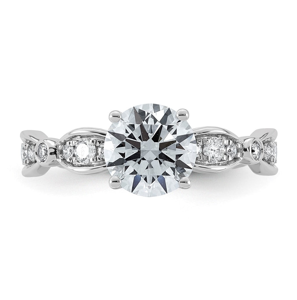 14K White Gold 1 3/4ct Certified Round Center Lab Grown Diamond VS+ F+ Ring