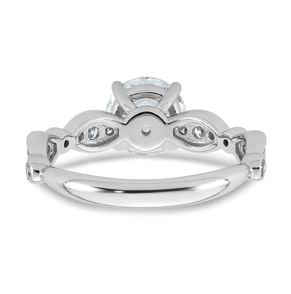 14K White Gold 1 3/4ct Certified Round Center Lab Grown Diamond VS+ F+ Ring