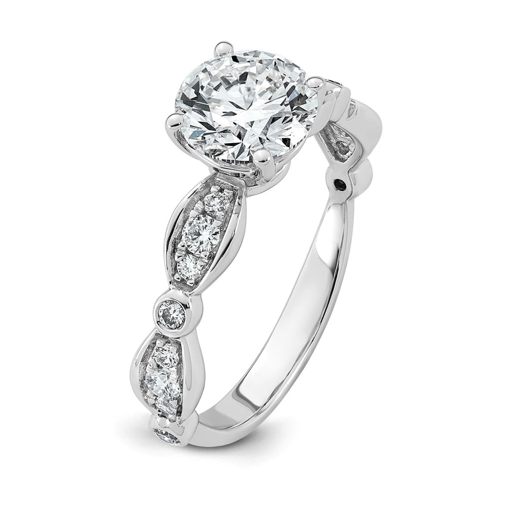 14K White Gold 1 3/4ct Certified Round Center Lab Grown Diamond VS+ F+ Ring