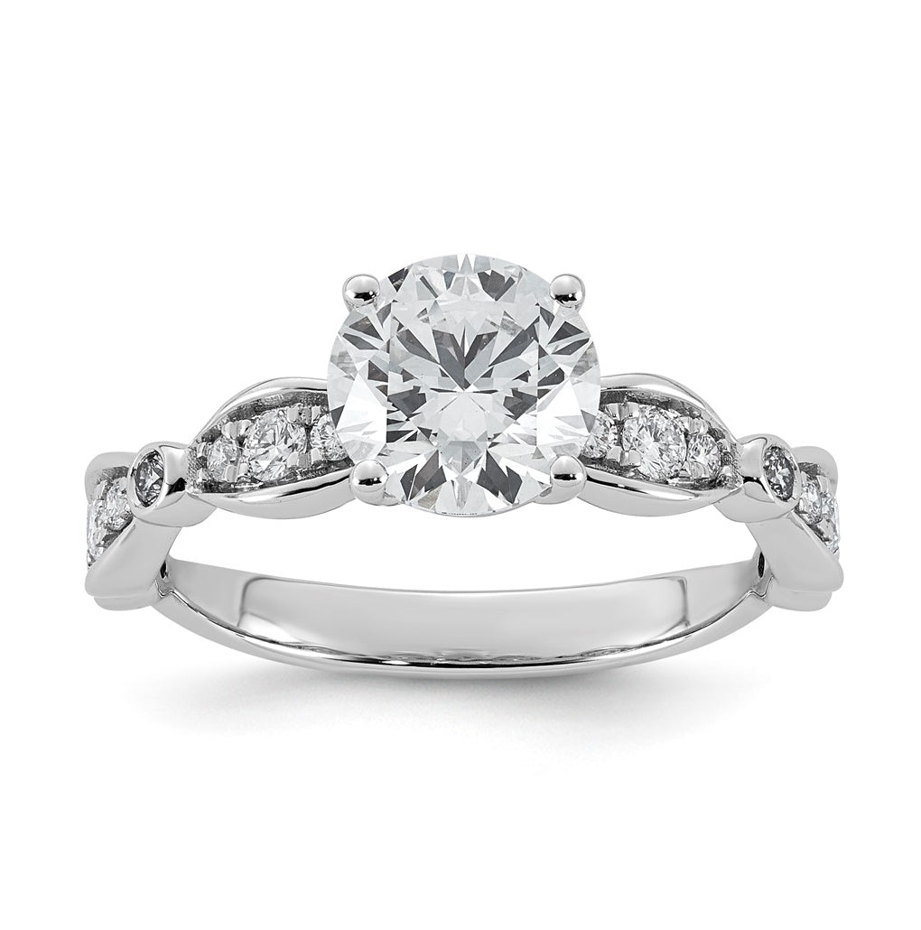 14K White Gold 1 3/4ct Certified Round Center Lab Grown Diamond VS+ F+ Ring
