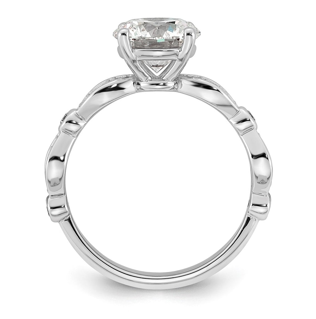 14K White Gold 2 1/4ct Certified Round Center Lab Grown Diamond VS+ F+ Ring