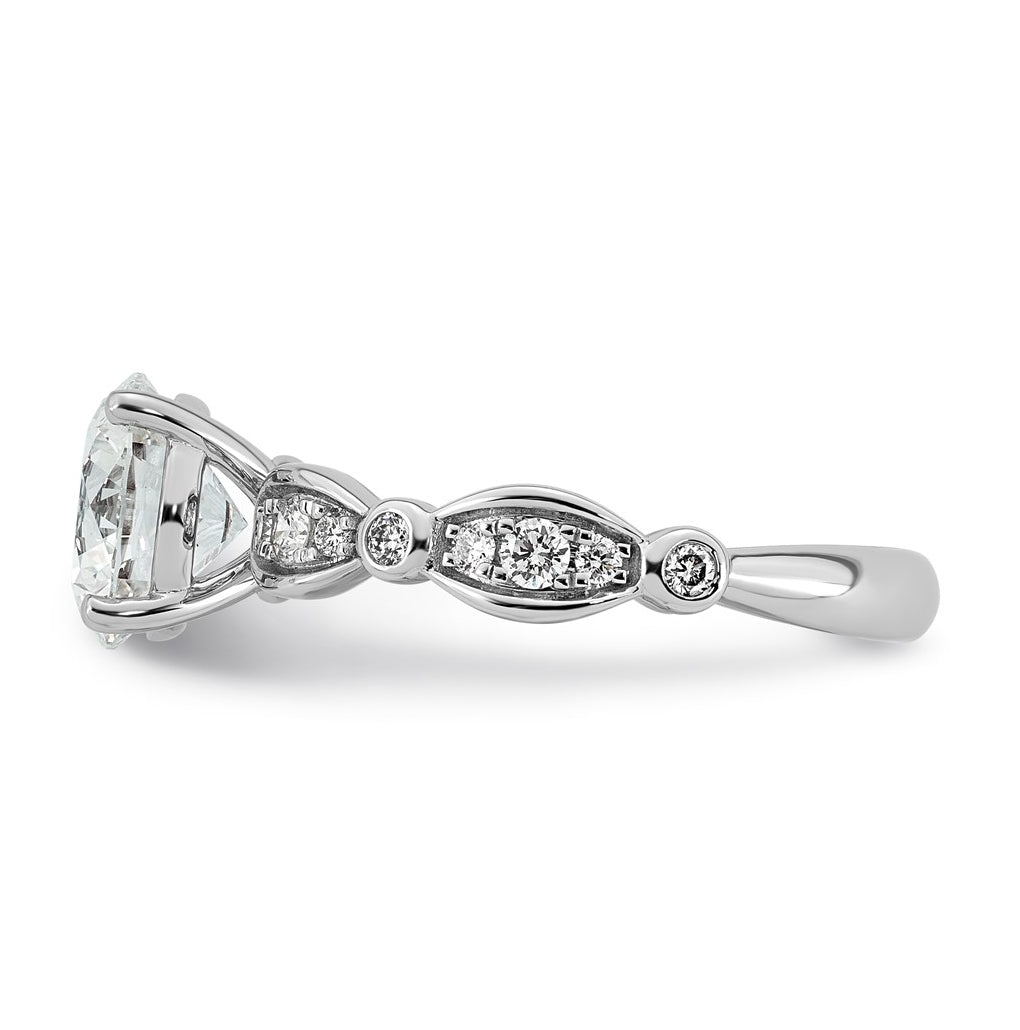 14K White Gold 2 1/4ct Certified Round Center Lab Grown Diamond VS+ F+ Ring