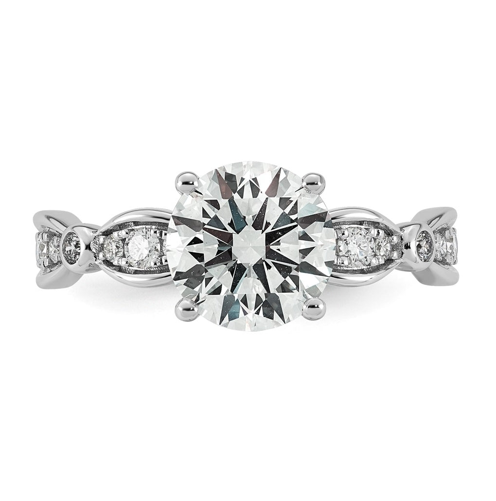 14K White Gold 2 1/4ct Certified Round Center Lab Grown Diamond VS+ F+ Ring
