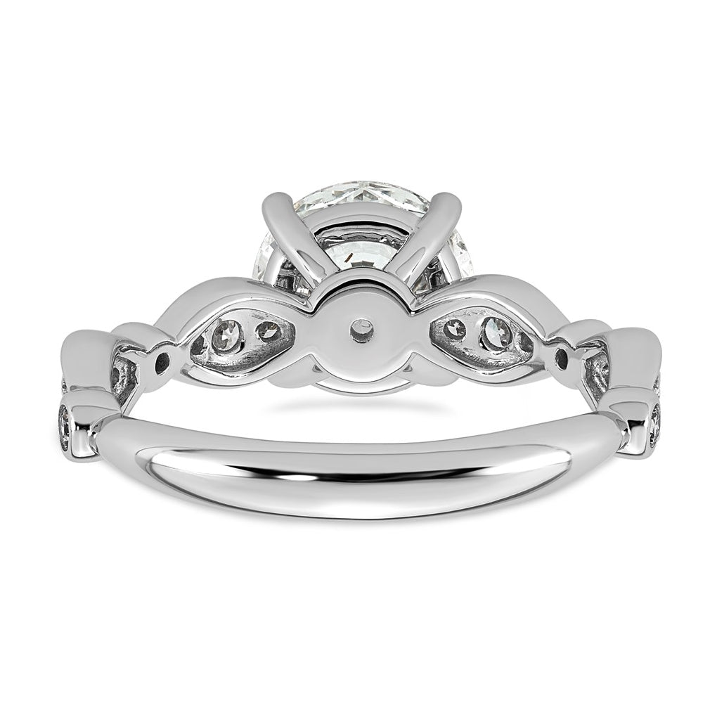 14K White Gold 2 1/4ct Certified Round Center Lab Grown Diamond VS+ F+ Ring